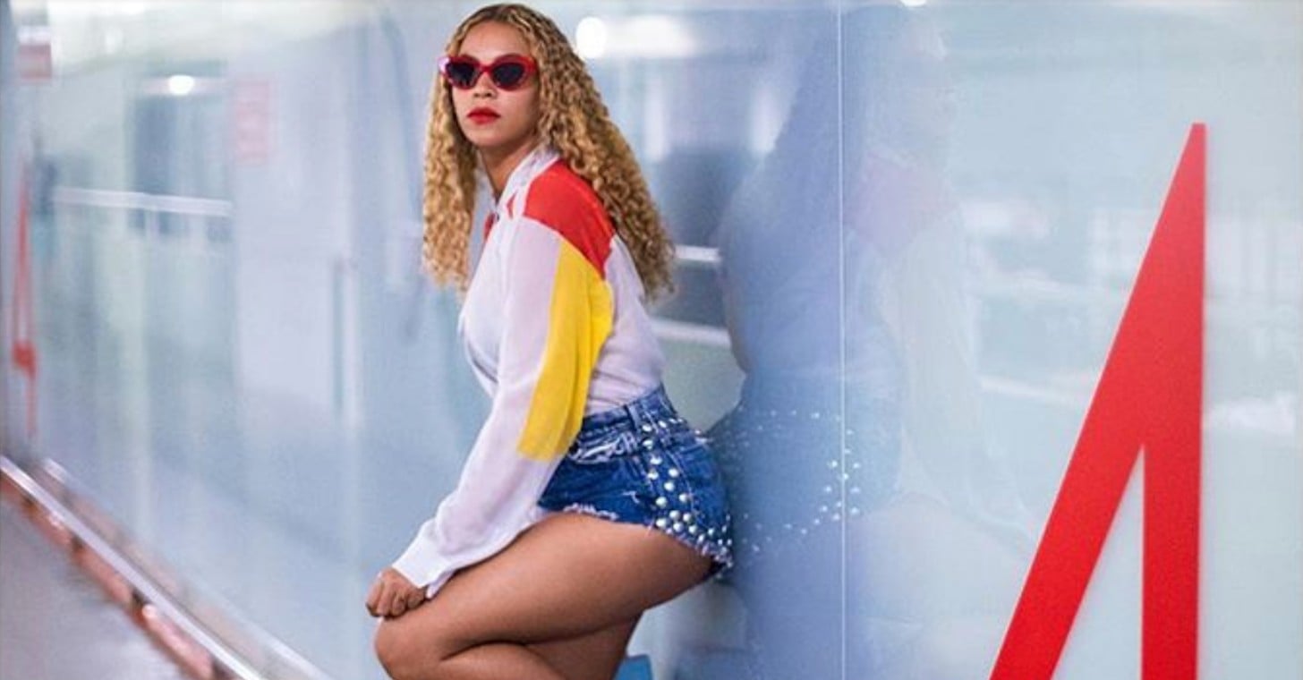 Beyoncé Studded Denim Shorts in Barcelona 2018 | PS Fashion