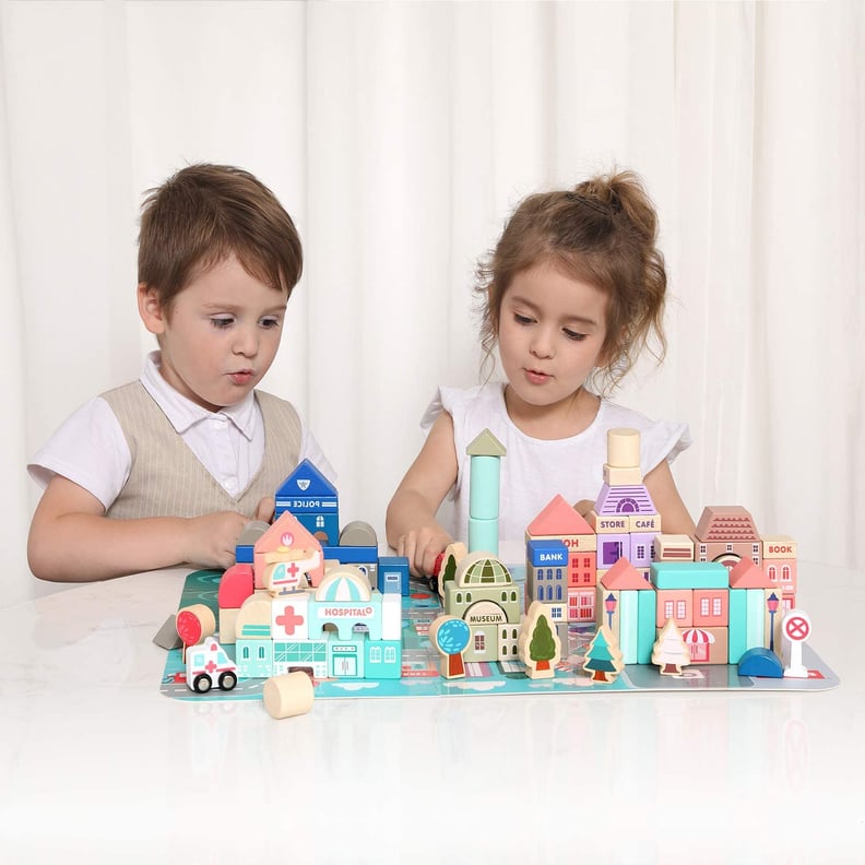 For a Little One: City Construction Stacker Wooden Building Blocks Set