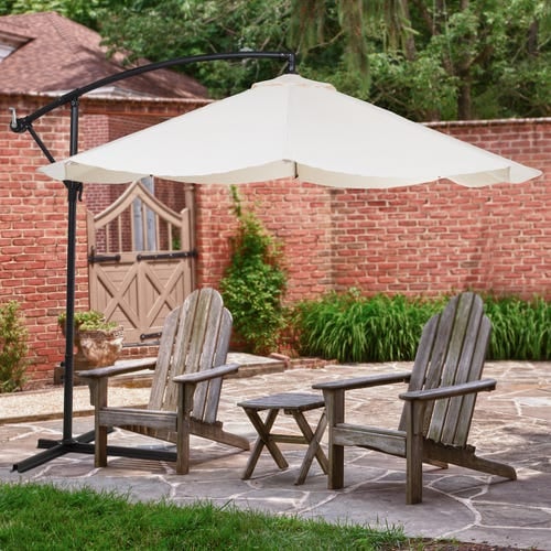 Tan Offset Aluminum Hanging Patio Umbrella