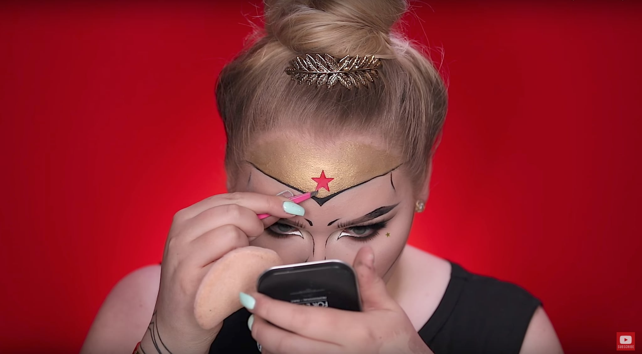 Don T Forget The Star Nikkie Tutorials Wonder Woman Makeup Tutorial Popsugar Beauty Photo 22