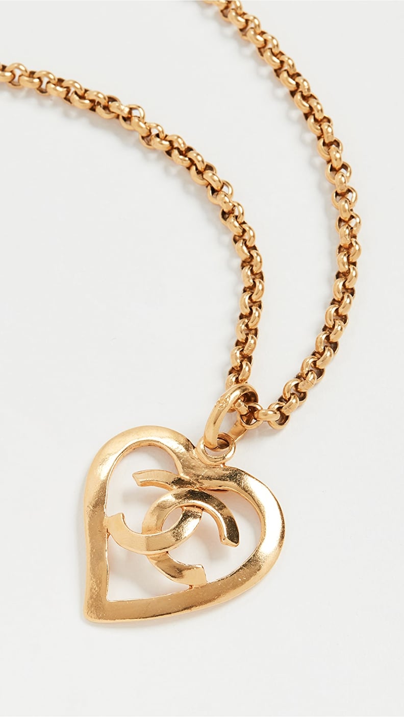What Goes Around Comes Around Chanel Gold CC Open Heart Necklace