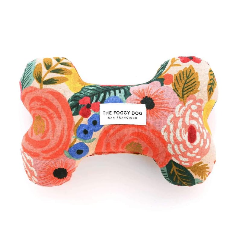 Painted Peonies Natural Dog Squeaky Toy