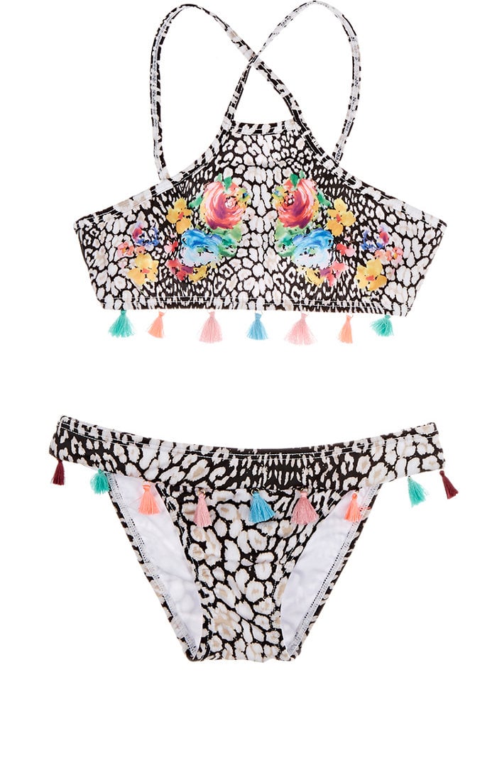 cheetah print 2 piece bathing suit