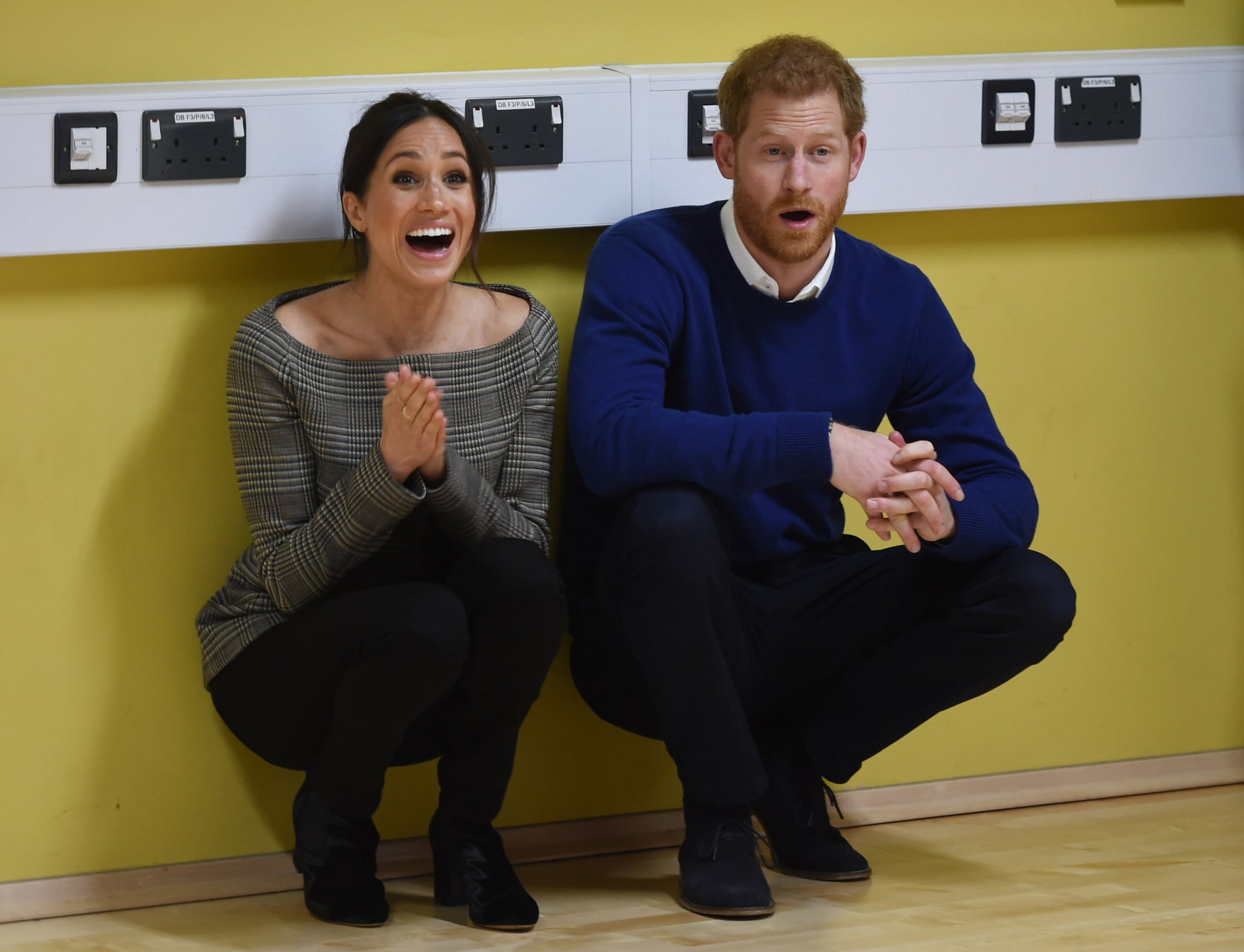 CARDIFF, WALES - JANUARY 18: Prince Harry and his fiancee Meghan Markle attend a street dance class during their visit to Star Hub on January 18, 2018 in Cardiff, Wales.  (Photo by Geoff Pugh - WPA Pool/Getty Images)