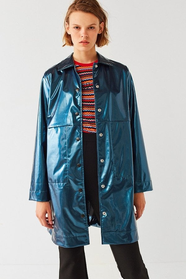 Urban Outfitters Jamie Metallic Patent Rain Coat