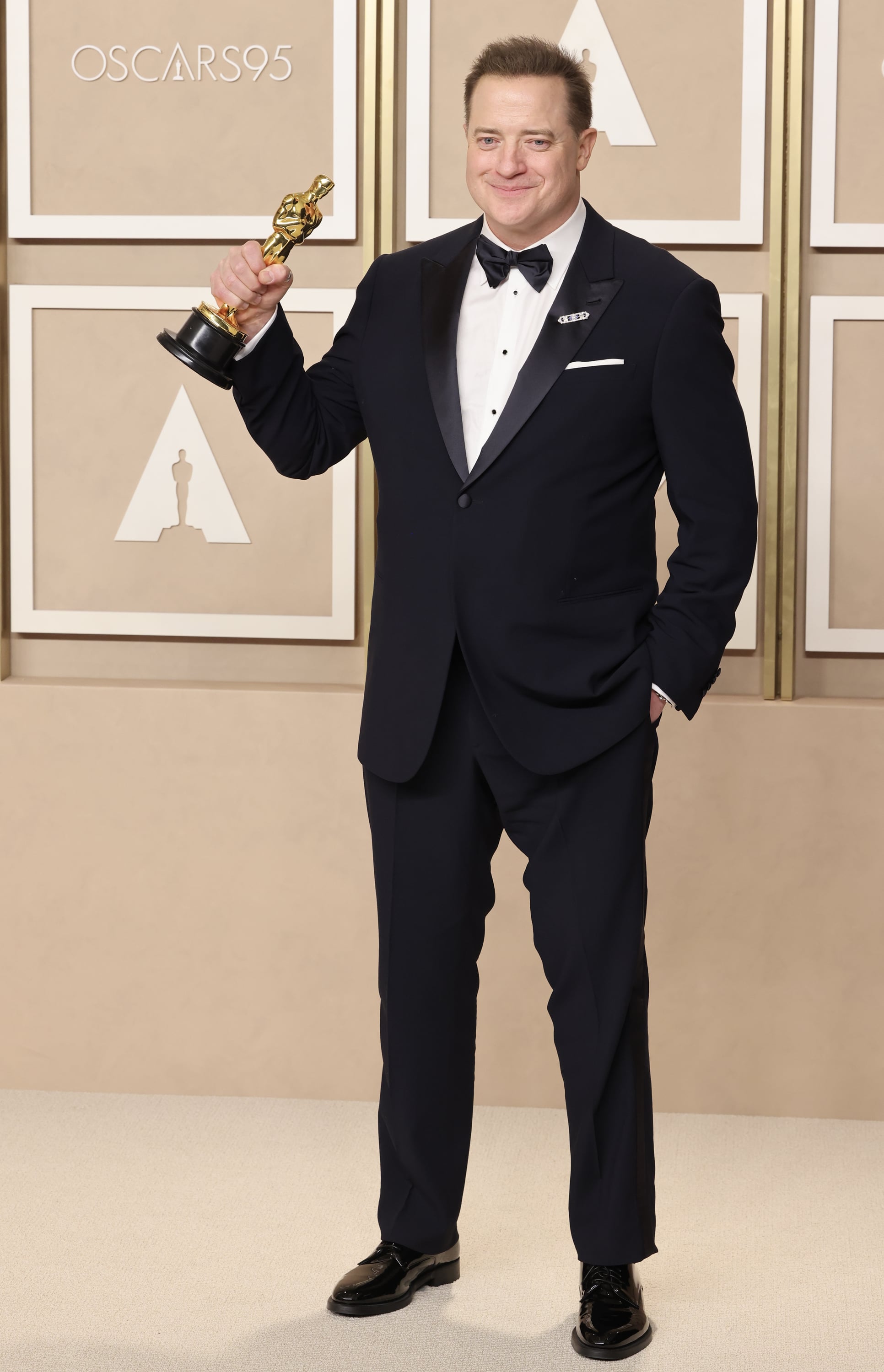 HOLLYWOOD, CALIFORNIA - MARCH 12: Brendan Fraser, winner of the Best Actor in a Leading Role award for 'The Whale', poses in the press room during the 95th Annual Academy Awards at Ovation Hollywood on March 12, 2023 in Hollywood, California. (Photo by Rodin Eckenroth/Getty Images)