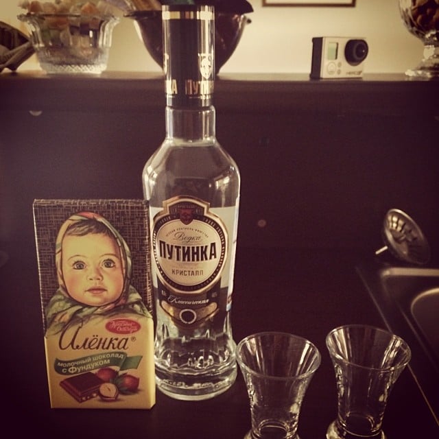 Shaun White had a dessert of vodka and baby chocolate. 
Source: Instagram user shaunwhite