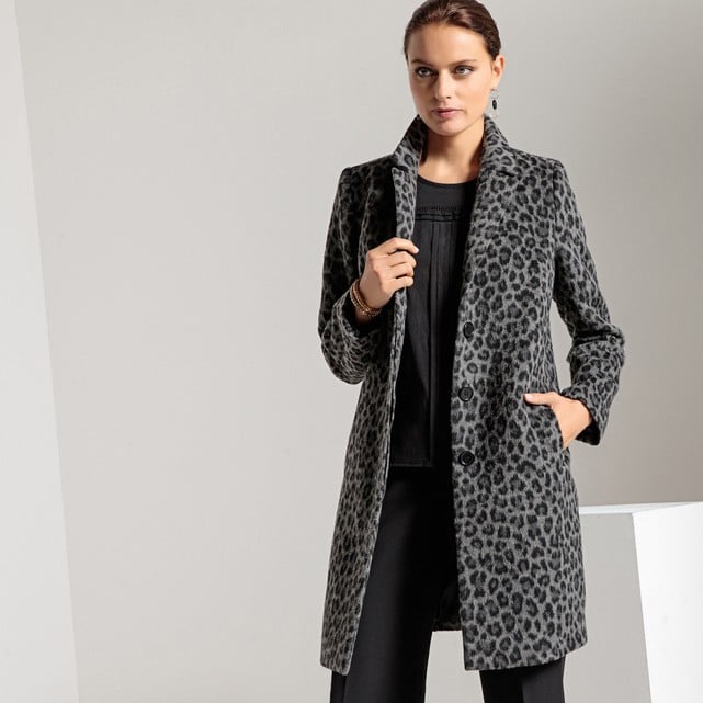 Anne Weyburn Mid-Length Animal Print Coat