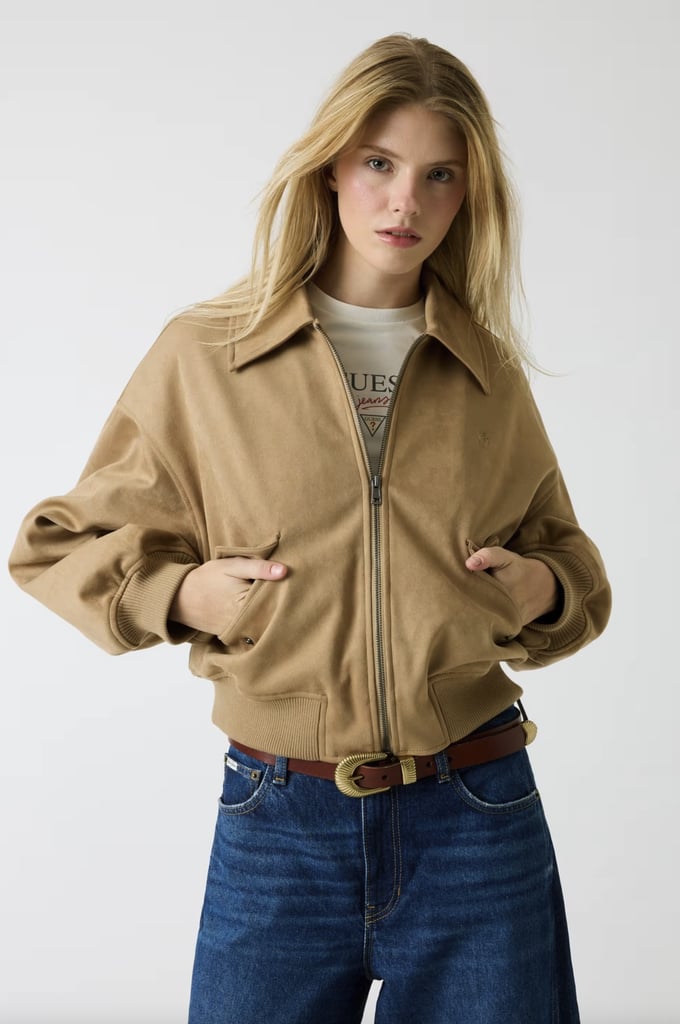GUESS JEANS Faux Suede Bomber Jacket