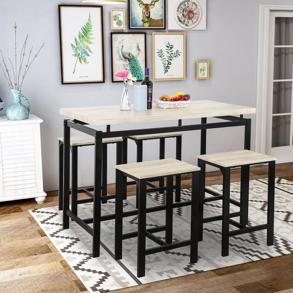 A Dining Set: Modern Wooden Kitchen Table and Chairs
