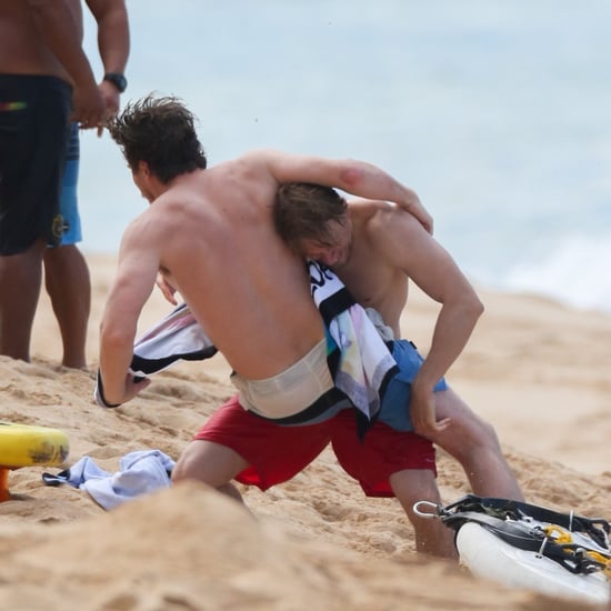 Charlie Hunnam and Garrett Hedlund Wrestle in Hawaii Photos