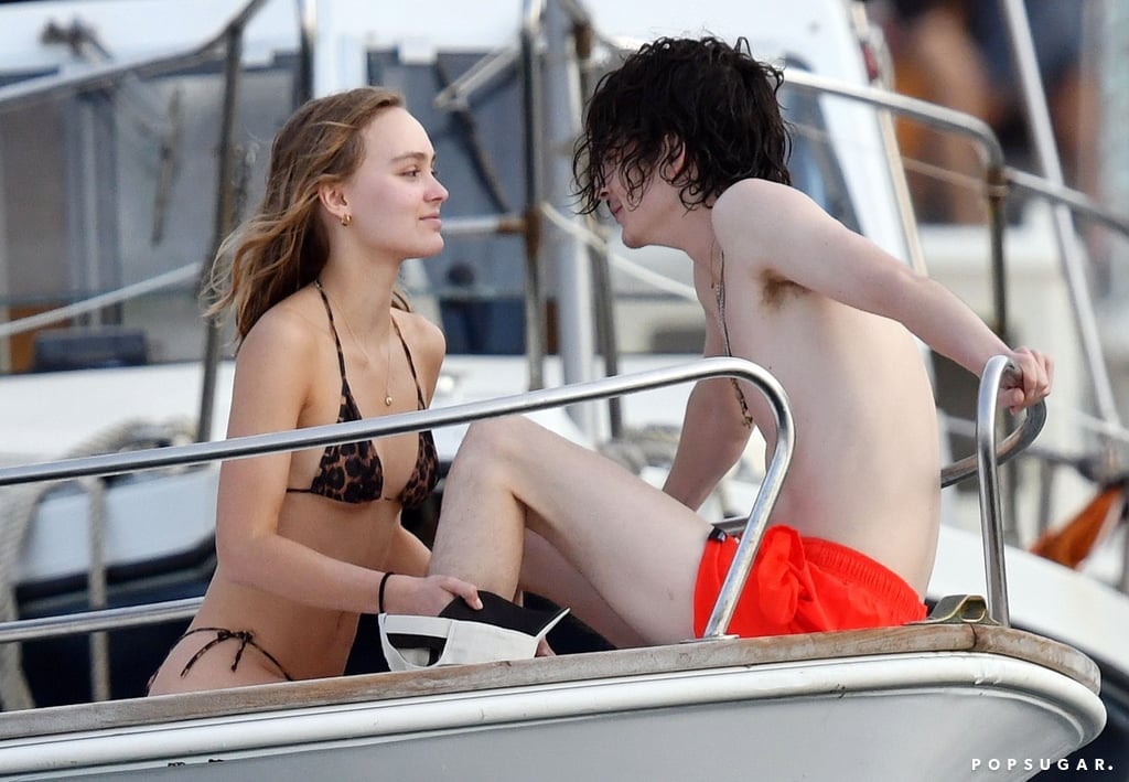 Timothée Chalamet Lily-Rose Depp Kissing on a Boat in Italy