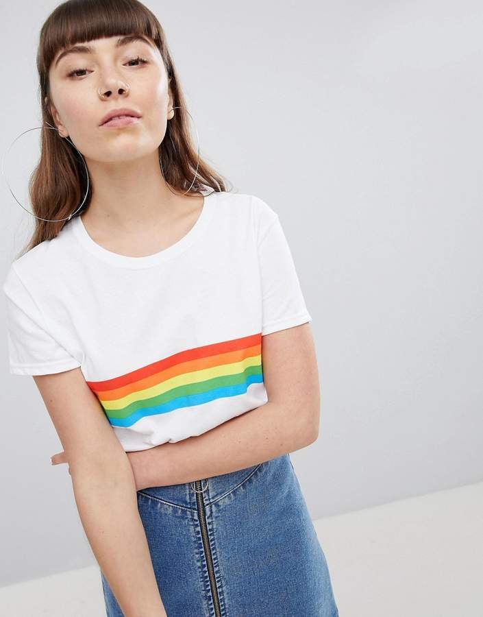 Daisy Street T-Shirt With Rainbow Stripe