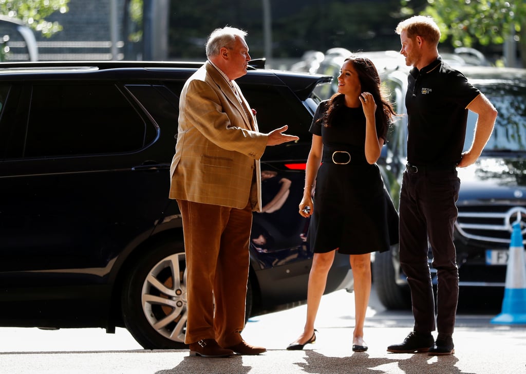 Meghan Markle Black Belted Dress at Baseball Game