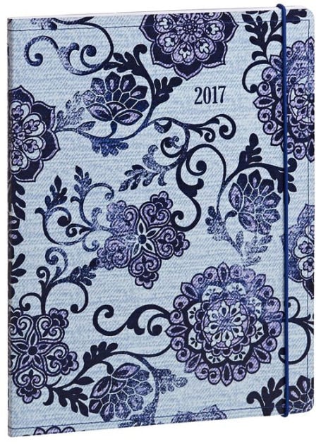 2017 Monthly Planner Blue Porcelain Sewn Engagement Calendar