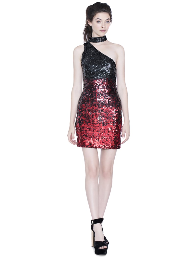 Alice + Olivia Soshana Embellished One-Shoulder Dress