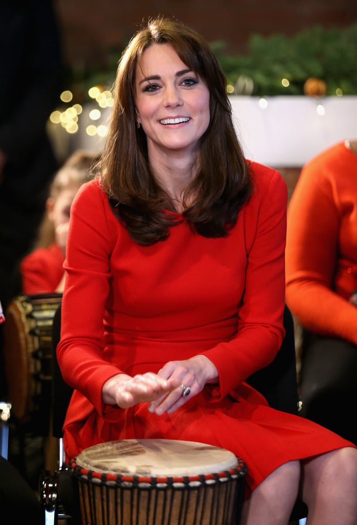 It was immaculate, rich red Alexander McQueen for a visit to the Anna Freud Centre in 2015.