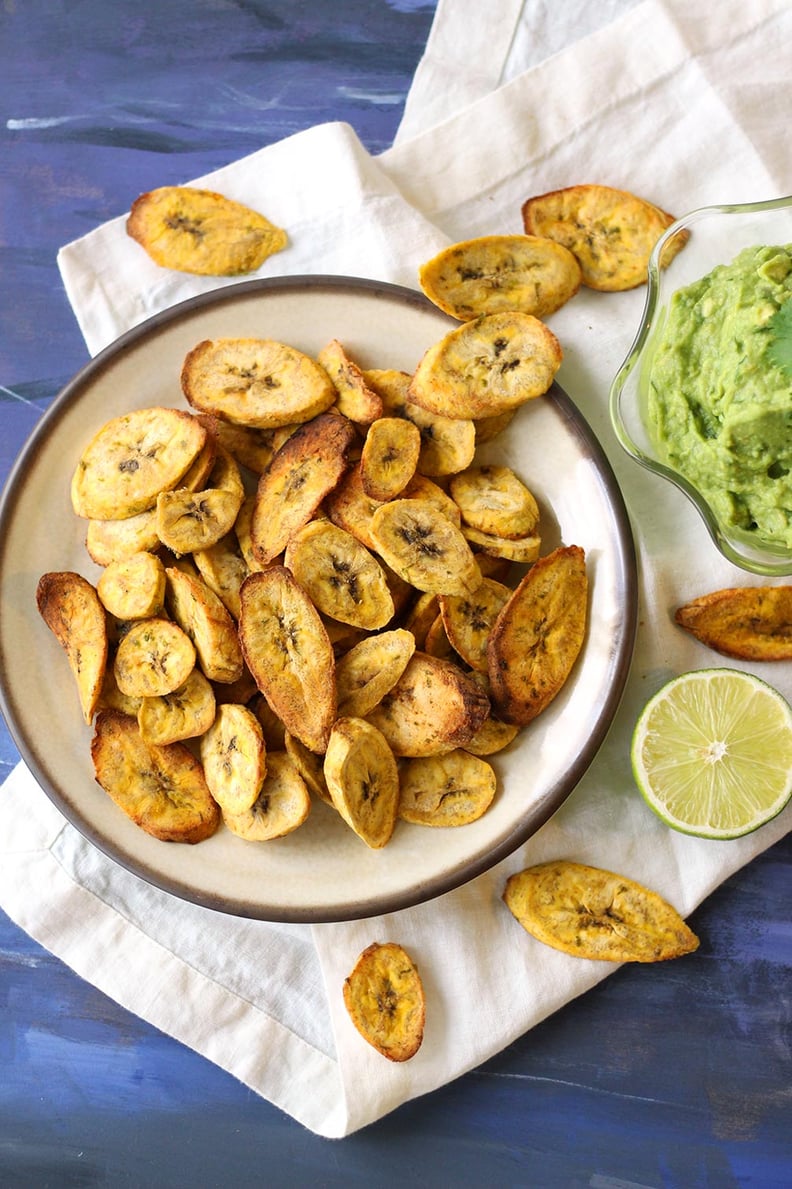 Air-Fryer Plantain Chips With Creamy Guacamole