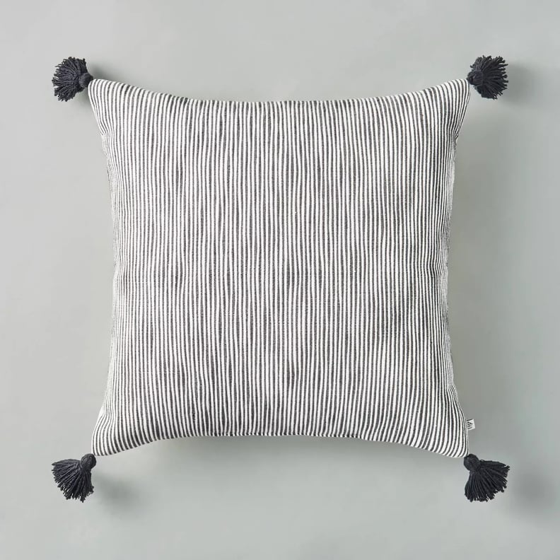 Woven Slub Stripe Throw Pillow With Tassels
