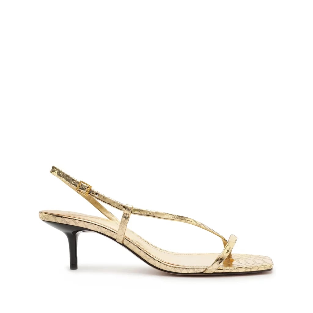 Schutz Heloise Metallic Leather Sandal