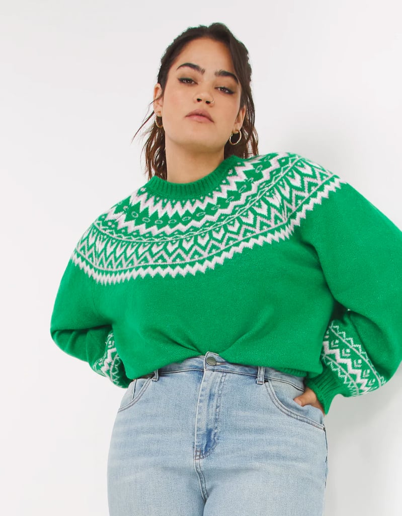 Classy Christmas Jumpers: Simply Be Green & Pink Colour Pop Fairisle Jumper