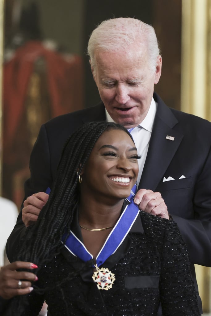 Simone Biles Black Tweed Minidress at the White House