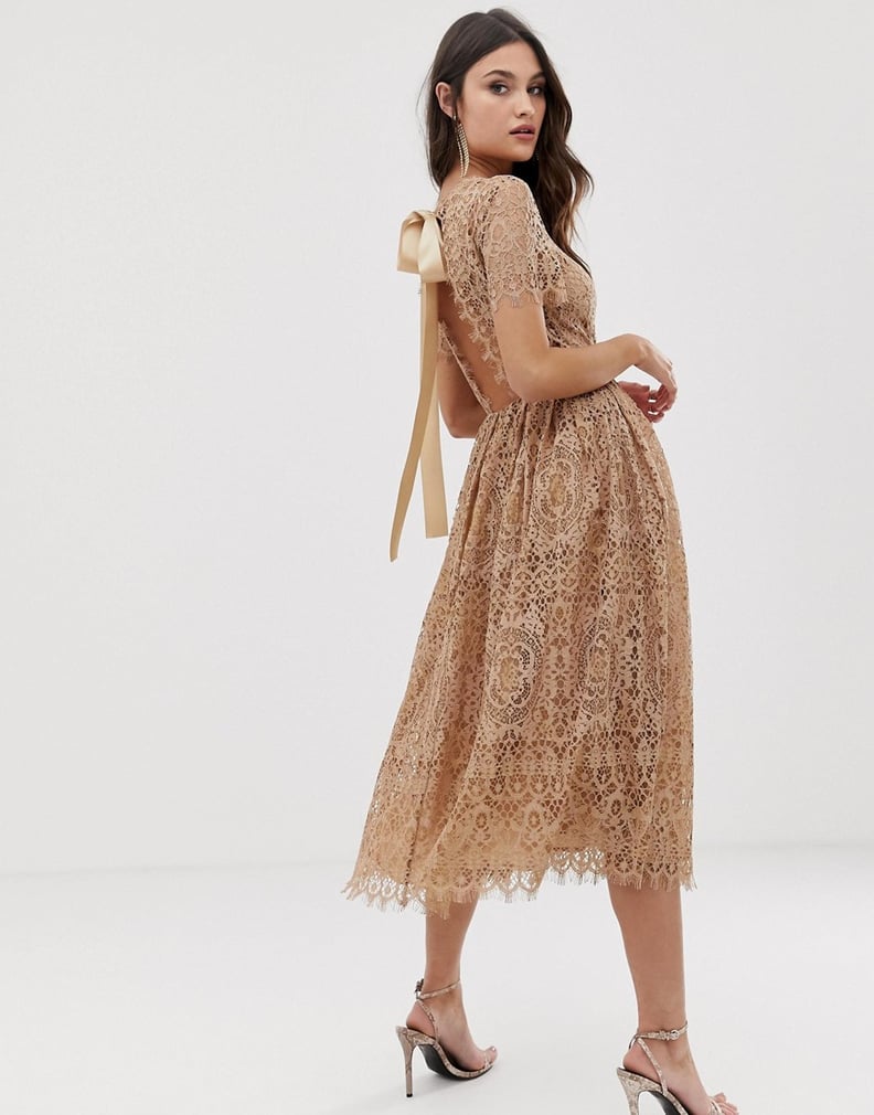 Asos design lace midi dress with pinny bodice top