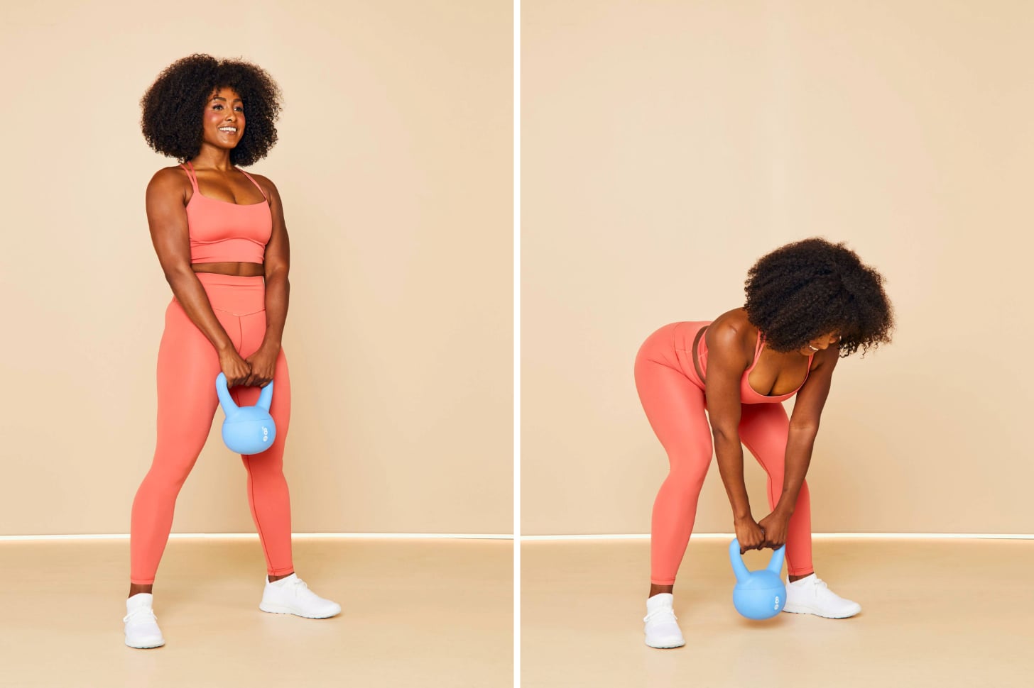 Woman does sumo deadlift.