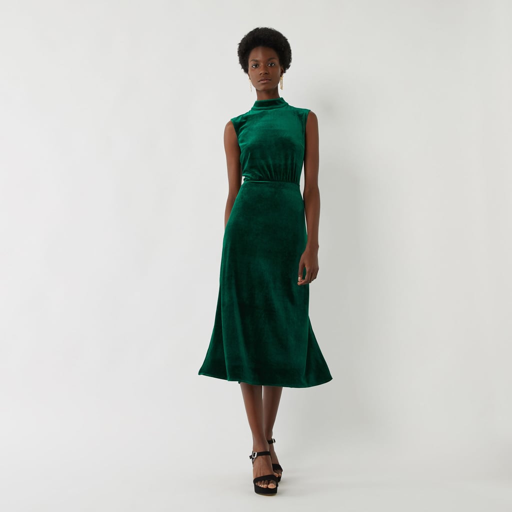Jade - Warehouse Velvet High Neck Midi Dress