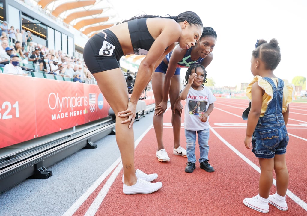 Allyson Felix Celebrates Qualifying For Olympics With Camryn