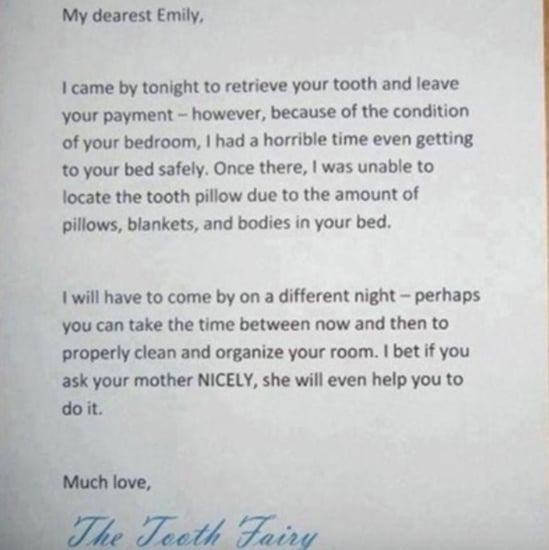 Mom Leaves Note From Tooth Fairy to Get Daughter to Clean