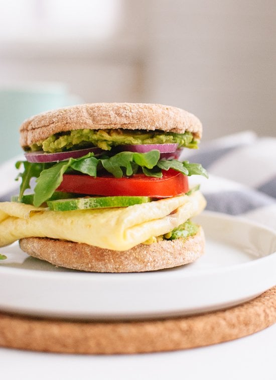 Avocado and Egg English Muffin Sandwich