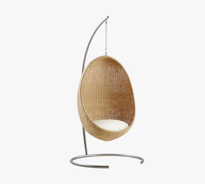 A Handmade Egg Chair: Nanna Ditzel Alu-Rattan Hanging Egg Chair