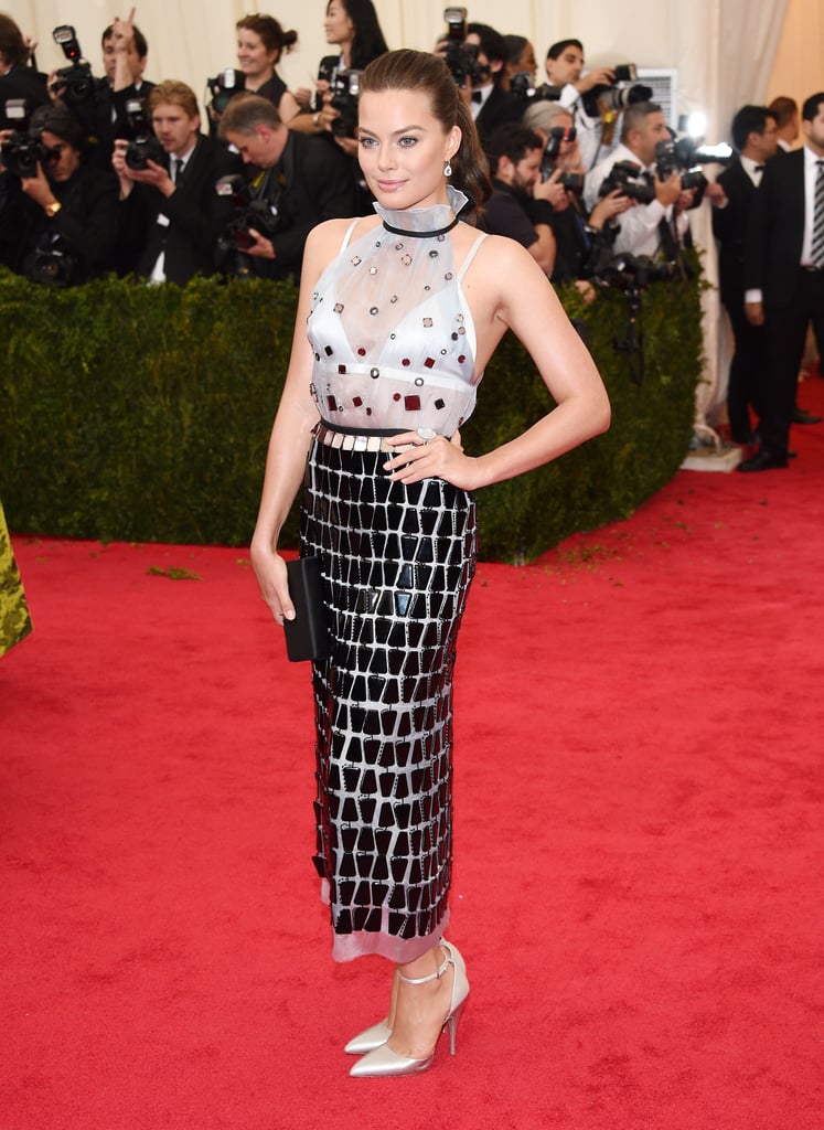 Wearing a Prada dress to the Met Gala in 2014.
