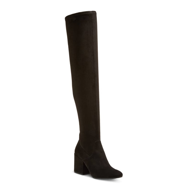 London rebel elastic top flat over knee boot