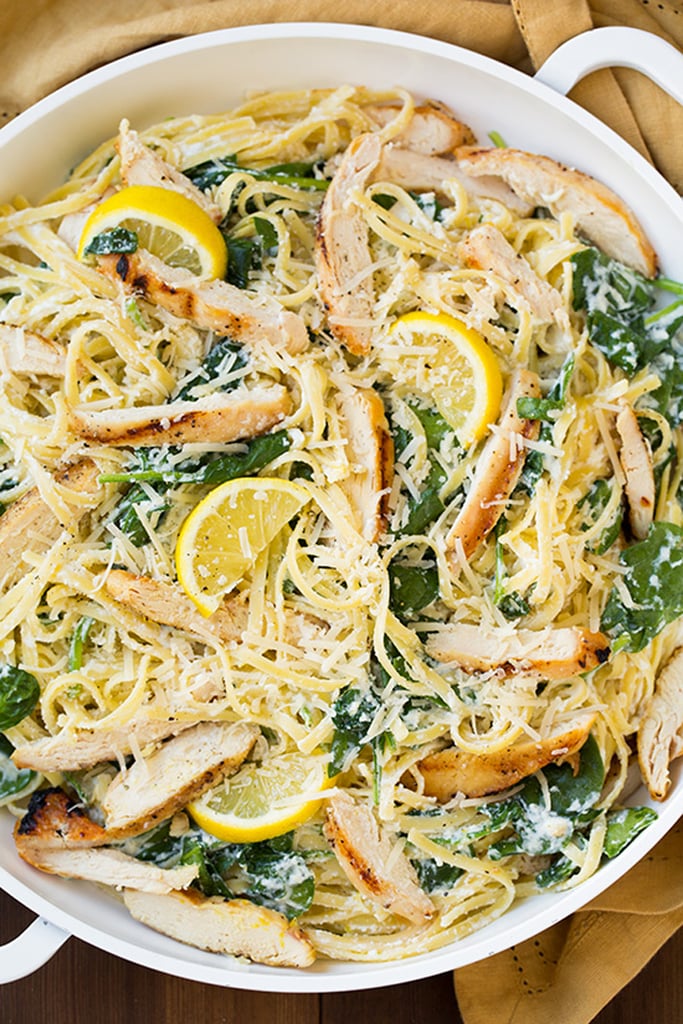 Lemon Ricotta Parmesan Pasta With Spinach and Grilled Chicken