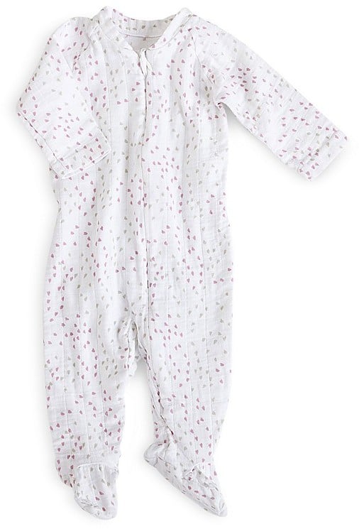 Aden + Anais Infant Girls' Mini Heart Print Zip Footie