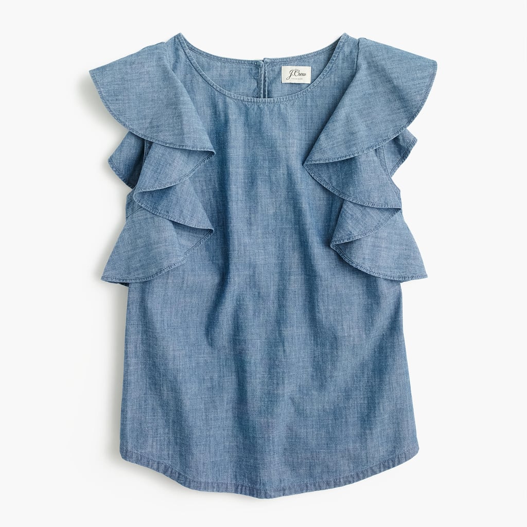 Ruffle Top in Chambray