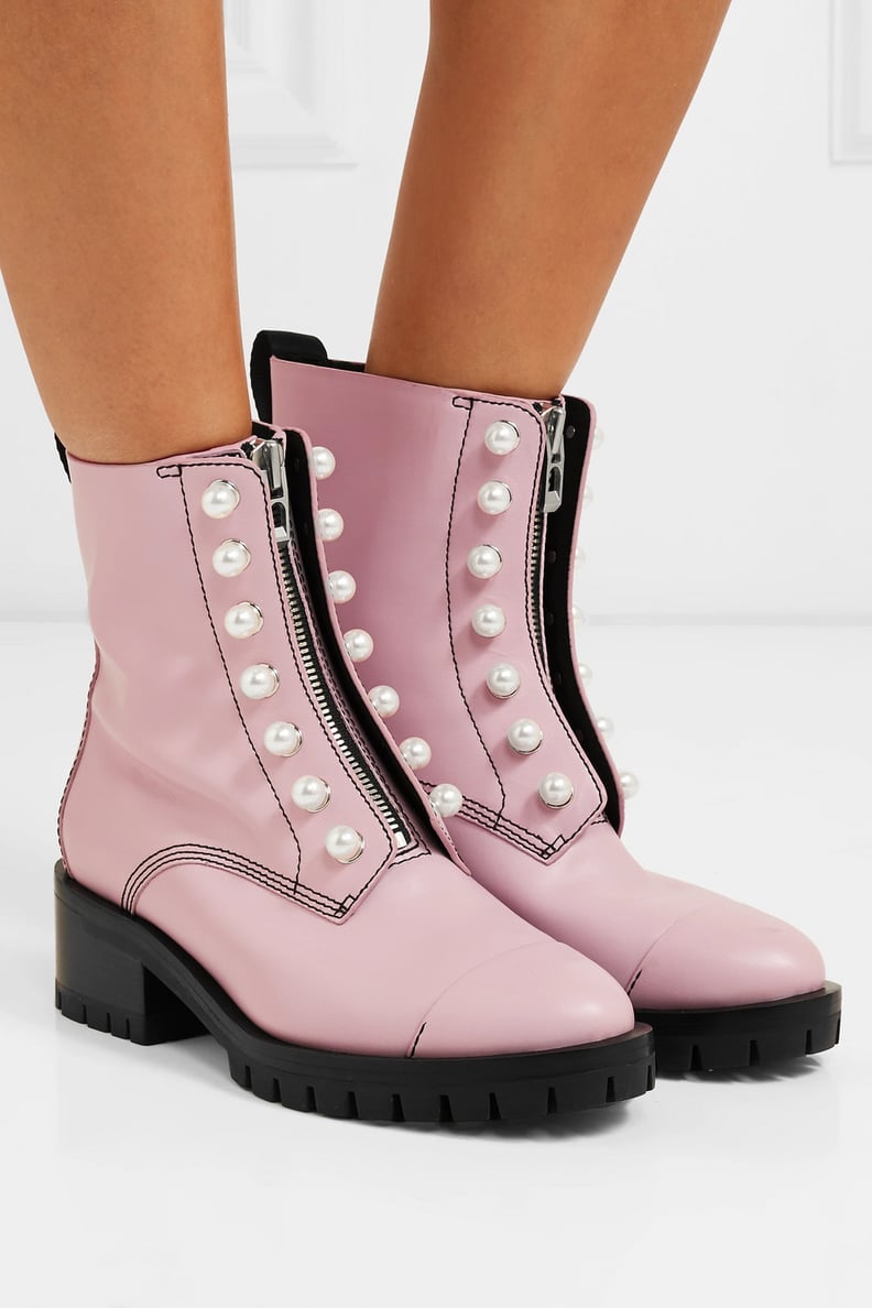 3.1 Phillip Lim Hayett Faux Pearl Embellished Leather Ankle Boots