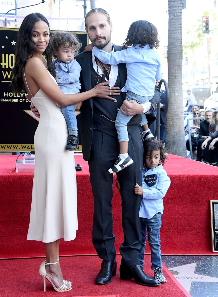 Zoe Saldana and Sons at Hollywood Walk of Fame Ceremony 2018