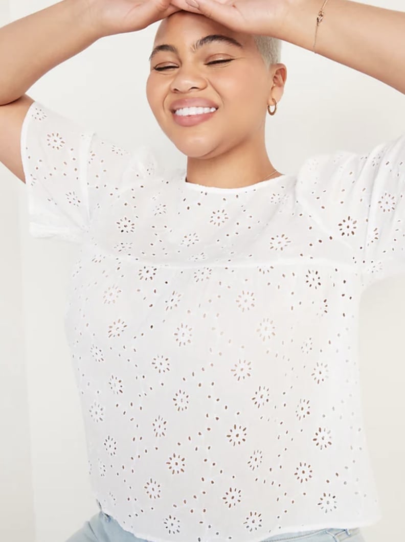 Old Navy Oversized Eyelet Cutwork Short-Sleeve Blouse