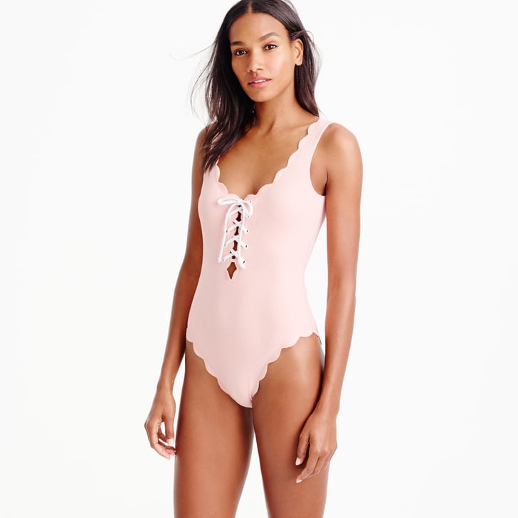 J Crew Marysia Palm Springs Tie One Piece Swimsuit Millennial Pink 