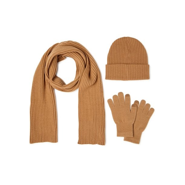 Time and Tru Women's Beanie, Scarf and Touch Gloves, 3-Piece Set