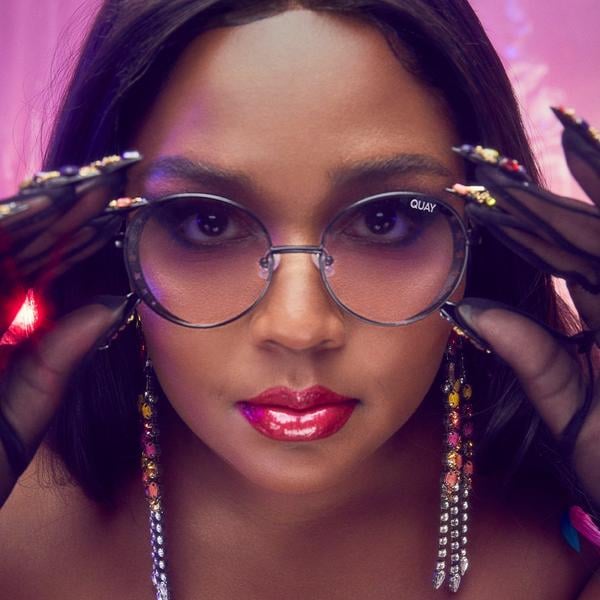 Quay x Lizzo Seeing Stars Sunglasses in Black/ Green Pink