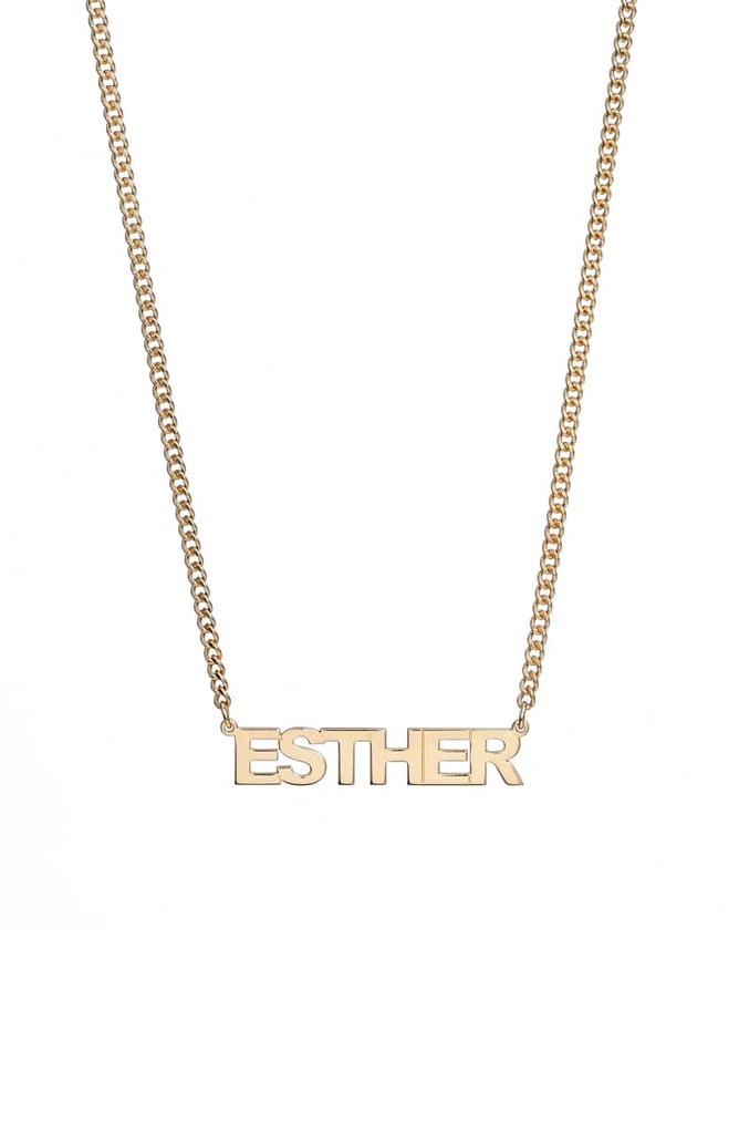 Jane Basch Personalized Block Nameplate Necklace ($165)