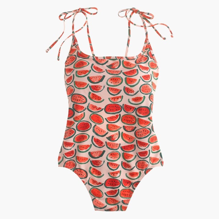 J.Crew Shoulder-tie One-piece Swimsuit in Watermelon Print