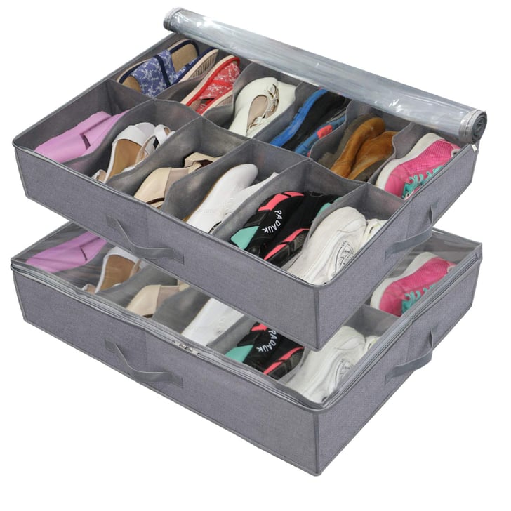 homyfort Large Heavy Duty Underbed Shoe Storage Bag Ways to Organise Your Wardrobe POPSUGAR