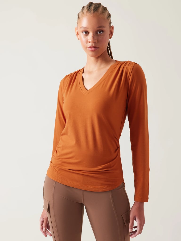 Outbound VNeck Top BurntOrange Workout Clothes to Shop From Athleta