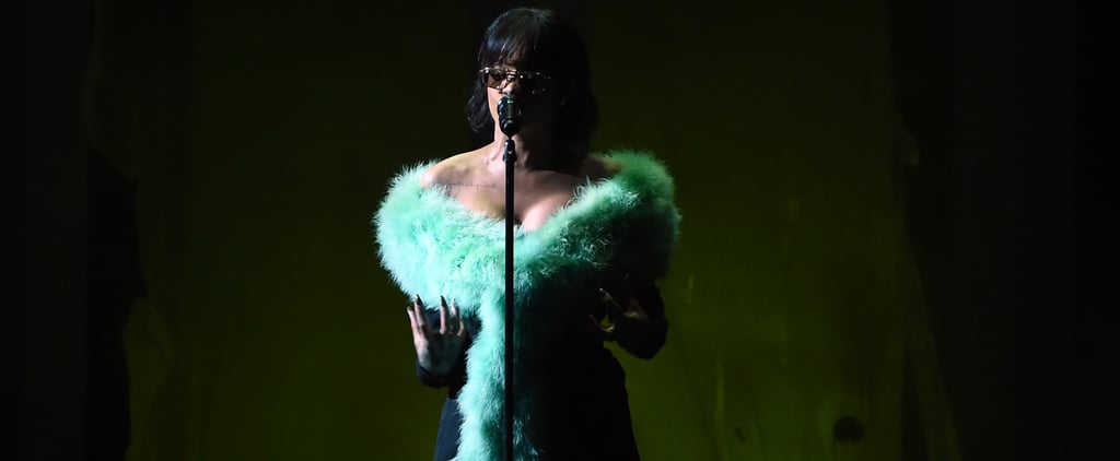 Rihanna Green Fur Scarf at Billboard Music Awards 2016