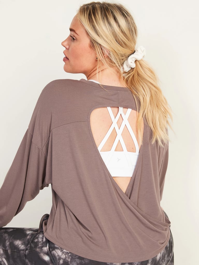 Old Navy Ultra-Lite Long-Sleeve Cutout Wrap-Back Top
